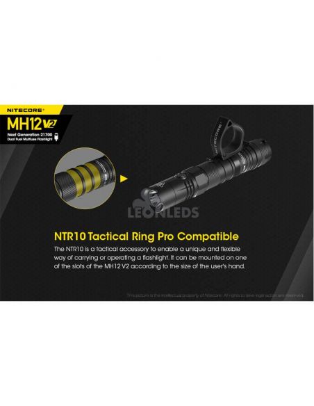 compatible avec l'anneau tactique de lampe de poche LED Nitecore MH12 rechargeable 1200Lm | Éclairage LeonLeds