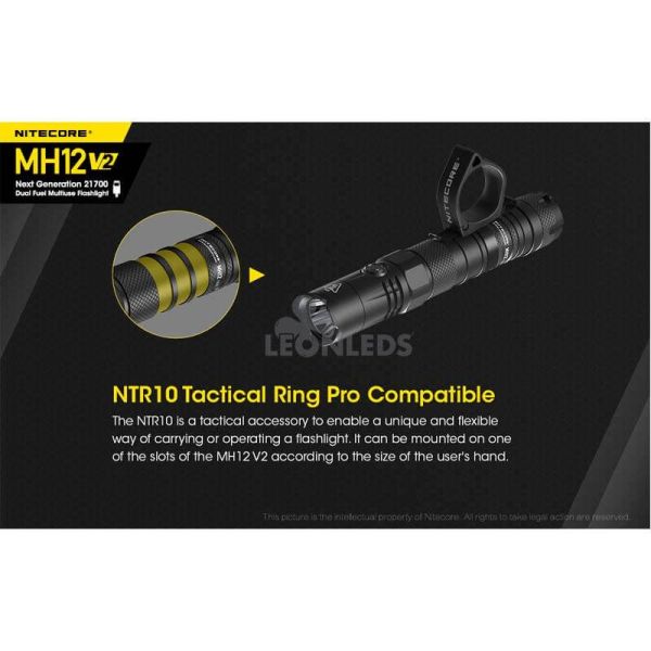 compatible con anillo táctico Linterna LED 1200Lm MH12 Recargable Nitecore | LeónLeds Iluminación
