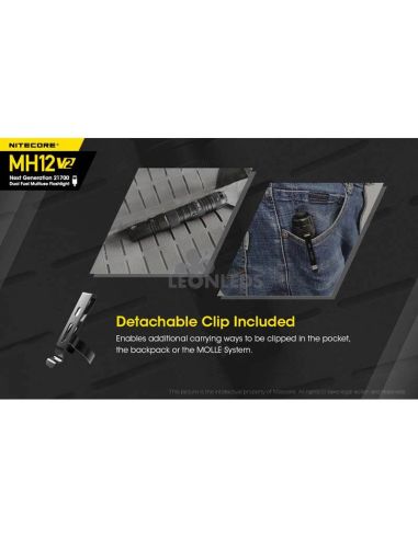clip incluido Linterna LED 1200Lm MH12 Recargable Nitecore | LeónLeds Iluminación