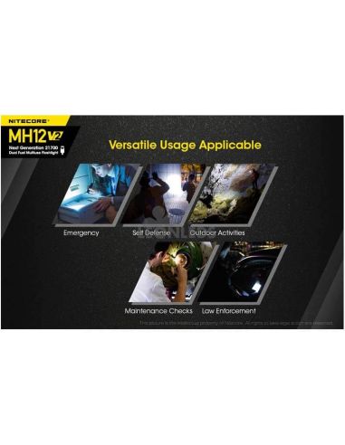 utilisation polyvalente Nitecore Lampe de poche LED rechargeable 1200Lm MH12 | Éclairage LeonLeds