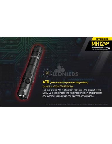 régulateur de température avancé Nitecore Lampe de poche LED rechargeable 1200Lm MH12 | Éclairage LeonLeds