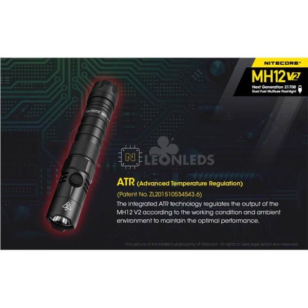 regulador de temperatura avanzado Linterna LED 1200Lm MH12 Recargable Nitecore | LeónLeds Iluminación