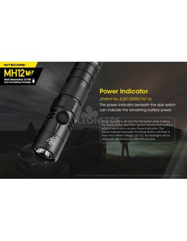 indicador de potencia Linterna LED 1200Lm MH12 Recargable Nitecore | LeónLeds Iluminación