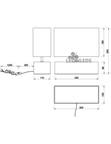 Dimensões Candeeiro de mesa em madeira Woody | leonleds