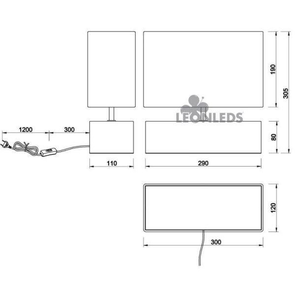 Dimensiones Lámpara de sobremesa de madera Woody | LeonLeds