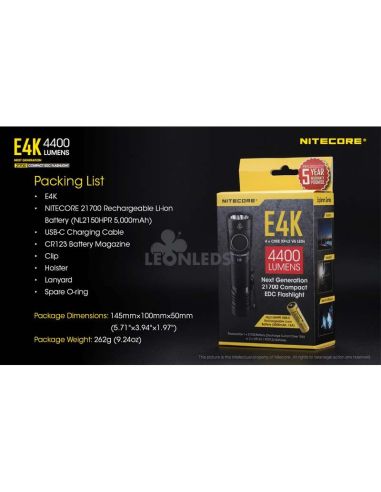 Hand Torch 4 LEDs pacote de produto de alta potência E4K Nitecore | Leon Iluminação LED