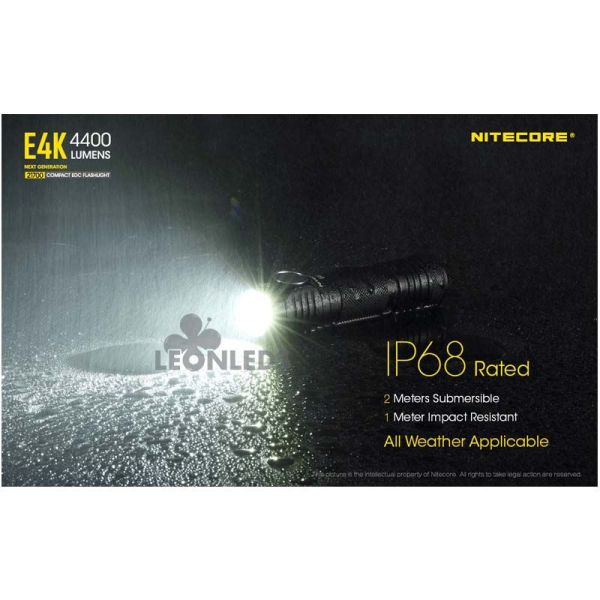 Linterna de Mano 4 LEDs Alta Potencia E4K impermeable IP68 Nitecore | LeónLeds Iluminación