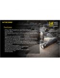 Torche à main 4 LEDs haute puissance E4K caractéristiques Nitecore | Éclairage LeonLeds