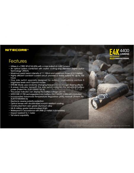 Hand Torch 4 LEDs de alta potência E4K apresenta Nitecore | Leon Iluminação LED