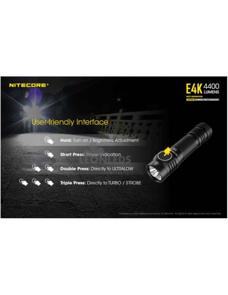 Lanterna Manual 4 LEDs de Alta Potência E4K fácil de manusear Nitecore | Leon Iluminação LED