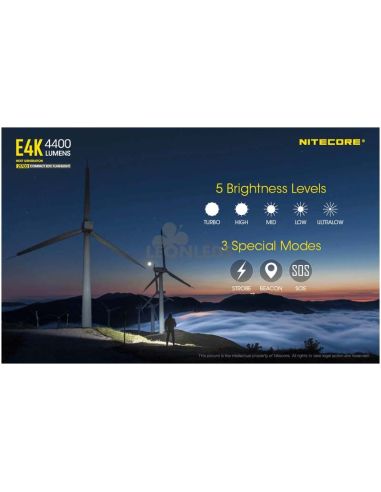 Linterna de Mano 4 LEDs Alta Potencia E4K 5 modos de brillo y 3 modos de especiales Nitecore | LeónLeds Iluminación