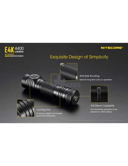 Linterna de Mano 4 LEDs Alta Potencia E4K diseño simple y funcional Nitecore | LeónLeds Iluminación