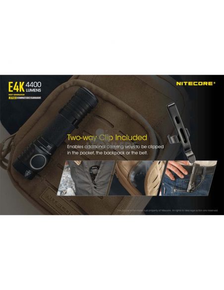Tocha manual 4 LEDs de alta potência E4K clipe de 2 posições incluído Nitecore | Leon Iluminação LED