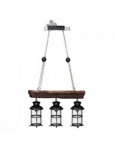 Lámpara de techo Rustica 3 pantallas Cortijo Fabrilamp | LeonLeds Iluminación