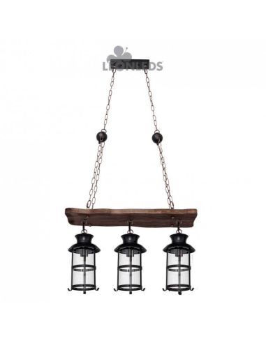 Lámpara de techo Rustica 3 pantallas Cortijo Fabrilamp | LeonLeds Iluminación