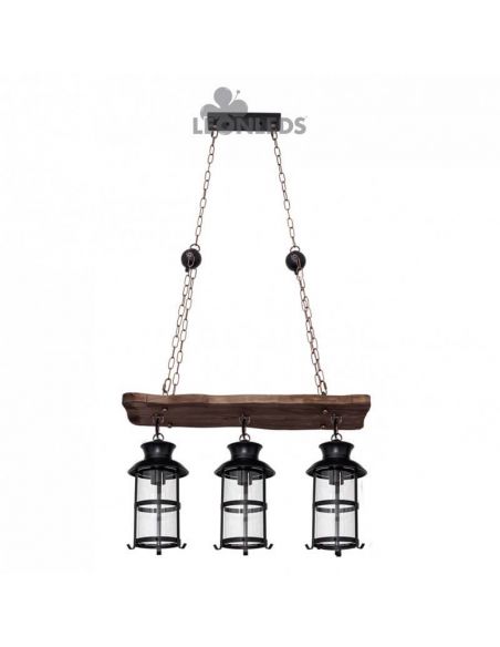 Lámpara de techo Rustica 3 pantallas Cortijo Fabrilamp | LeonLeds Iluminación