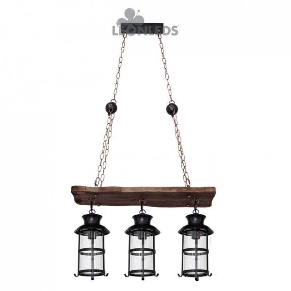 Lámpara de techo Rustica 3 pantallas Cortijo Fabrilamp | LeonLeds Iluminación