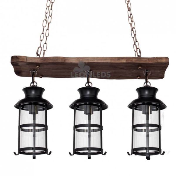 Lámpara de techo Rustica 3 pantallas Cortijo Fabrilamp | LeonLeds Iluminación