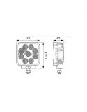 Dimensiones Faro de Trabajo LED cuadrado Hella Value Fit TS3000 3000Lm | LeonLeds