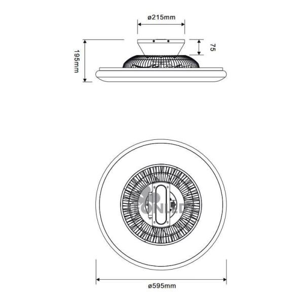 Dimensiones Plafón Ventilador LED con mando Visby Trio Lighting | LeonLeds
