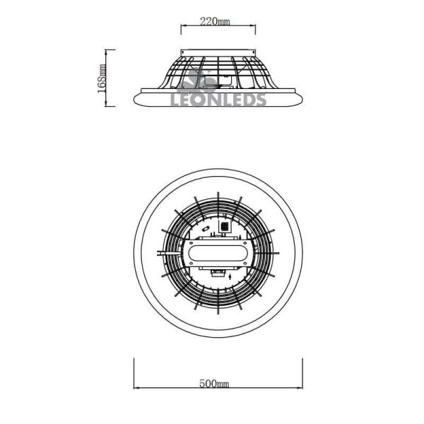 Dimensions Ventilateur de plafond LED blanc Stralsund R62522187 | Éclairage LeonLeds