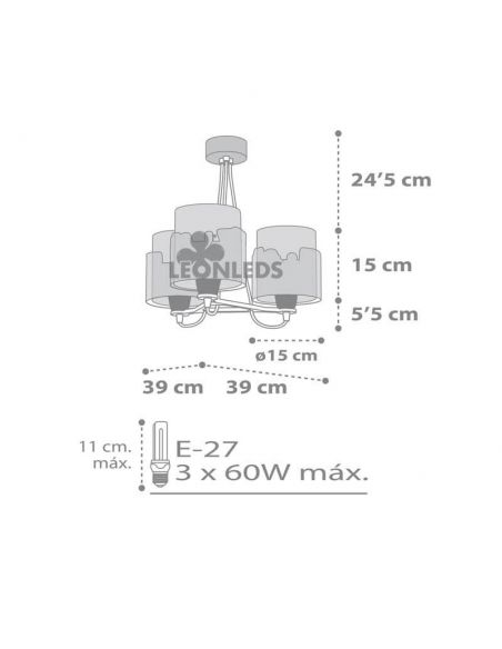 Lámpara de techo infantil 3 luces Baby Travel 61687 | LeonLeds.com