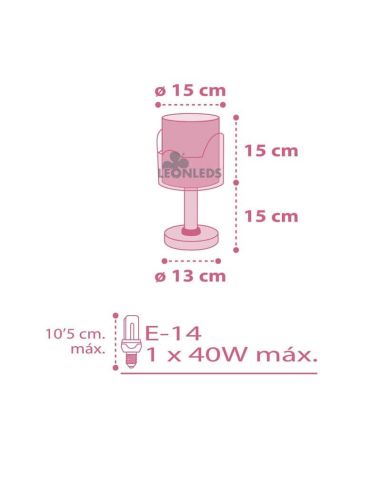 Dimensiones Lámpara de mesa para bebe con elefantes Little Elephant 61331S Dalber | LeonLeds