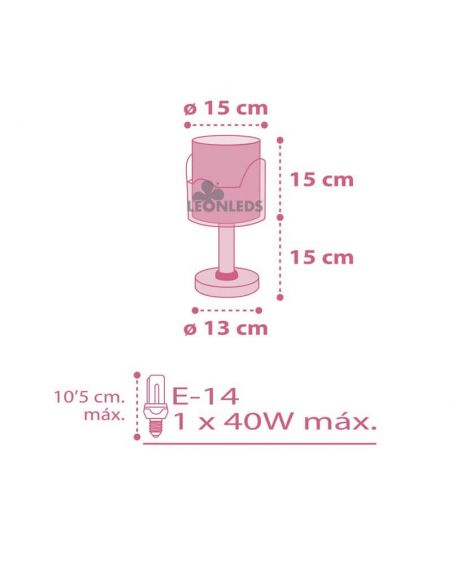 Dimensiones Lámpara de mesa para bebe con elefantes Little Elephant 61331S Dalber | LeonLeds