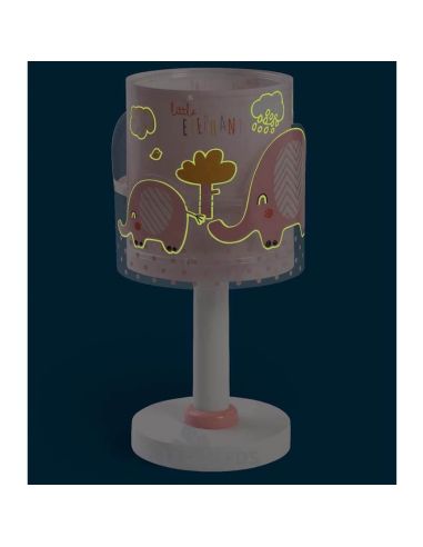 Lámpara de mesa para bebe con elefantes Little Elephant 61331S Dalber | LeonLeds