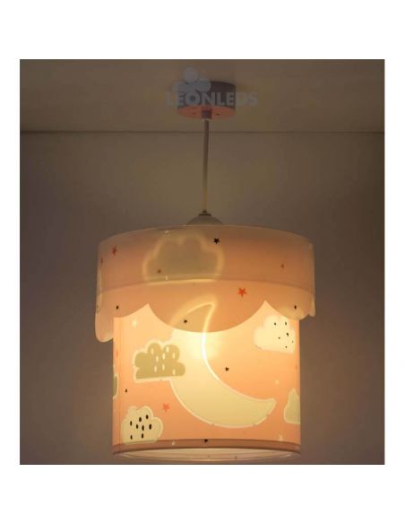 Lámpara de techo para bebe rosa Moon Dalber 61232S | LeonLeds Iluminación