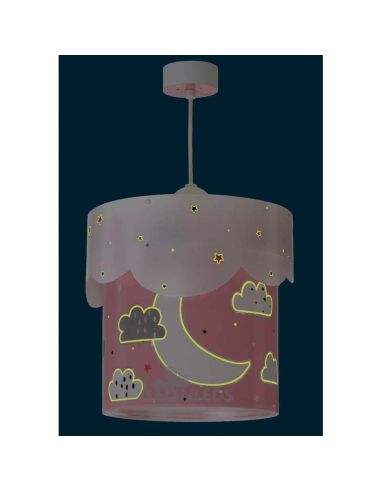 Lámpara de techo para bebe rosa Moon Dalber 61232S Brilla en la oscuridad | LeonLeds Iluminación