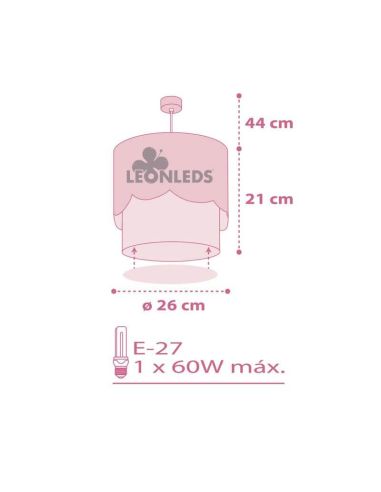 Dimensiones Lámpara de techo para bebe rosa Moon Dalber 61232S | LeonLeds Iluminación