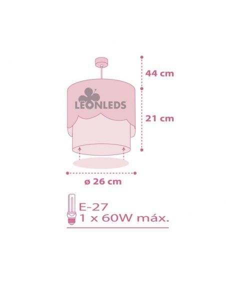 Dimensiones Lámpara de techo para bebe rosa Moon Dalber 61232S | LeonLeds Iluminación