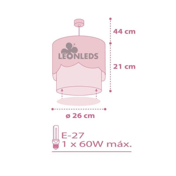 Dimensiones Lámpara de techo para bebe rosa Moon Dalber 61232S | LeonLeds Iluminación