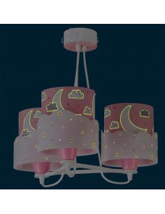 Lámpara colgante 3 luces para bebe rosa Moon 61237S | LeonLeds Iluminación 2