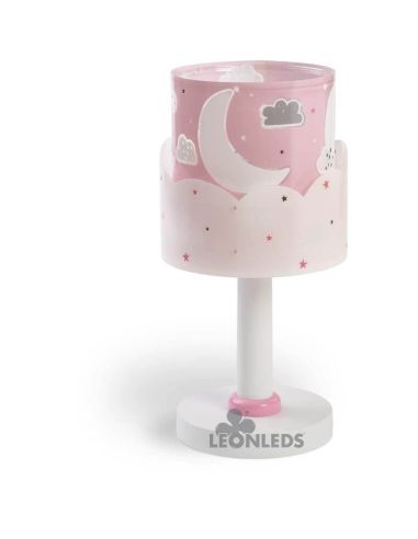 lampara mesa de noche rosa para bebe moon dalber