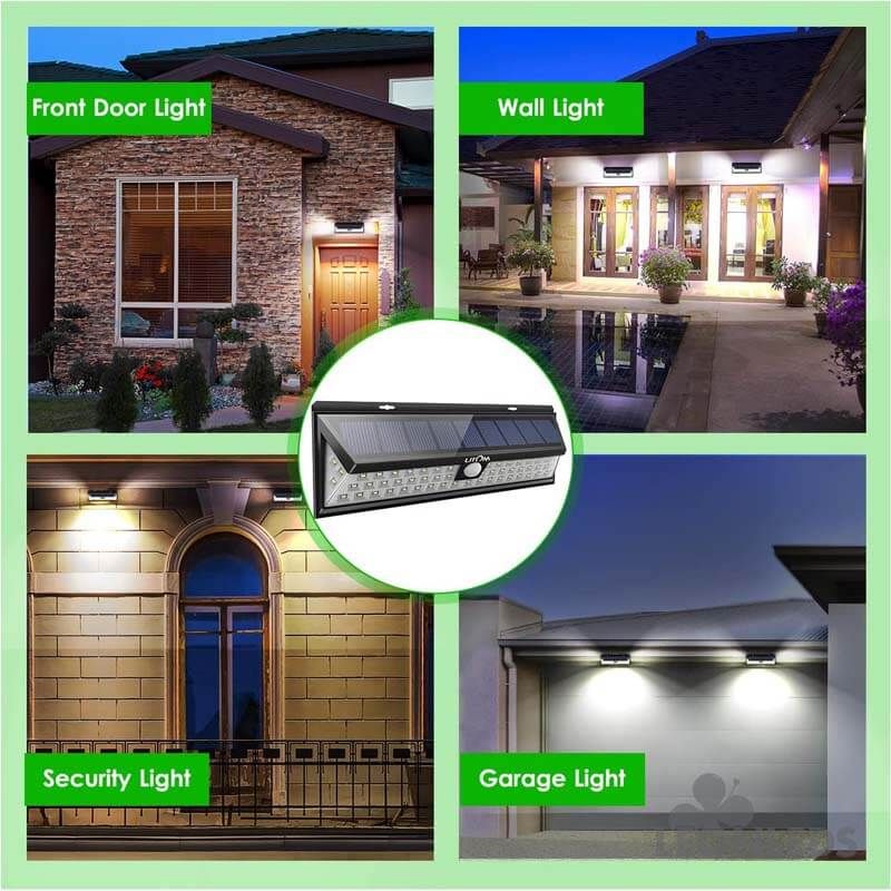 Aplique LED exterior solar potente 54 Leds Litom Pack 2 Unidades