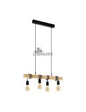 Lámpara colgante de Techo Townshend Vintage 4XE27 | Lámpara vintage de madera de techo de Eglo Lighting | LeonLeds Iluminación