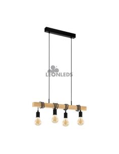 Lámpara colgante de Techo Townshend Vintage 4XE27 | Lámpara vintage de madera de techo de Eglo Lighting | LeonLeds Iluminación