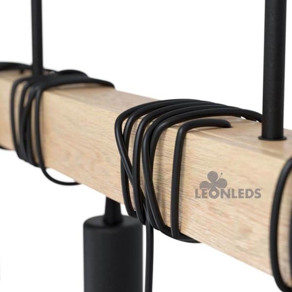 Lámpara colgante de Techo Townshend Vintage 4XE27 | Lámpara vintage de madera de techo de Eglo Lighting | LeonLeds Iluminación