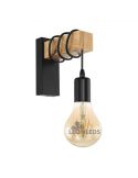 Aplique de pared colgante vintage Townshend Vintage 1XE27 | Aplique vintage de madera de Eglo Lighting | LeonLeds Iluminación