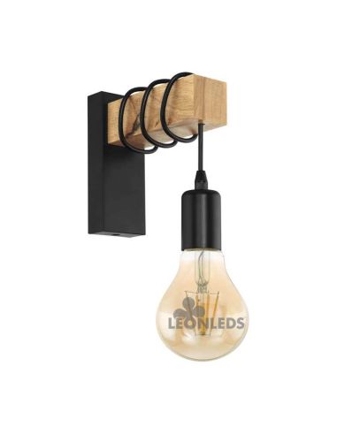 Aplique de pared colgante vintage Townshend Vintage 1XE27 | Aplique vintage de madera de Eglo Lighting | LeonLeds Iluminación