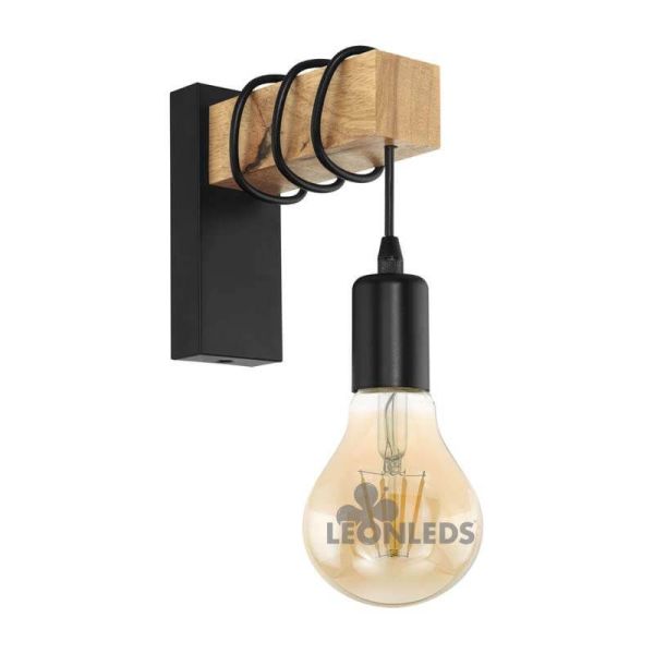 Aplique de pared colgante vintage Townshend Vintage 1XE27 | Aplique vintage de madera de Eglo Lighting | LeonLeds Iluminación