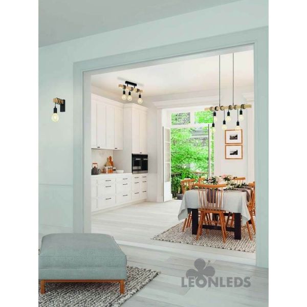 Aplique de pared colgante vintage Townshend Vintage 1XE27 | Aplique vintage de madera de Eglo Lighting | LeonLeds Iluminación