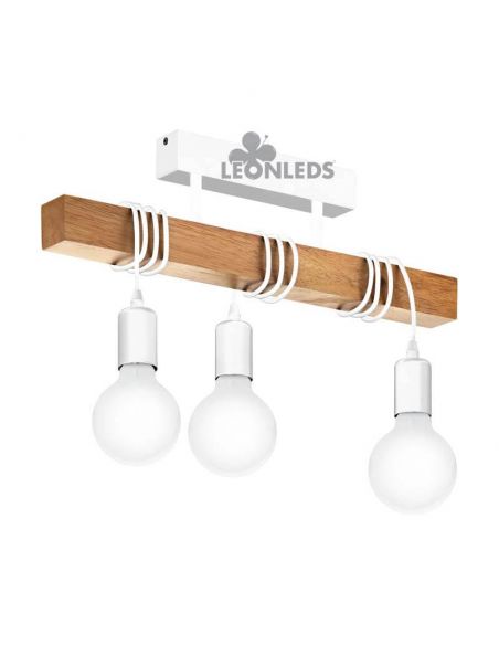 Lámpara de Techo vintage blanca Townshend 3XE27| Lámpara vintage de madera de techo de Eglo Lighting | LeonLeds Iluminación