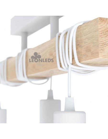 Lámpara de Techo vintage blanca Townshend 3XE27| Lámpara vintage de madera colgante de Eglo Lighting | LeonLeds Iluminación