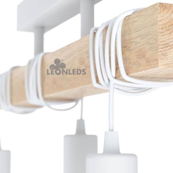 Plafonnier vintage blanc Townshend 3XE27| Lampe à Suspension Vintage en Bois de Eglo Lighting | Éclairage LeonLeds