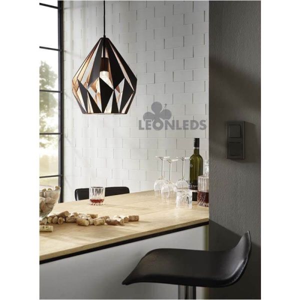 Plafonnier rétro vintage Carlton 1 noir et cuivre 1XE27| Plafonnier Vintage d'Eglo Lighting | Éclairage LeonLeds