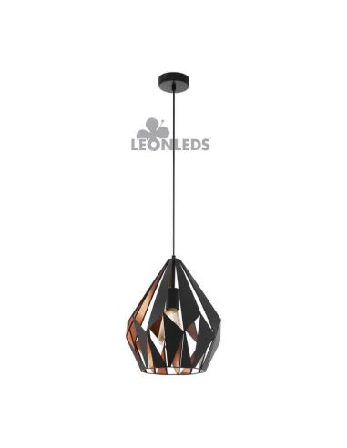 Suspension Carlton 1 noir et cuivre 1XE27| Plafonnier Vintage d'Eglo Lighting | Éclairage LeonLeds
