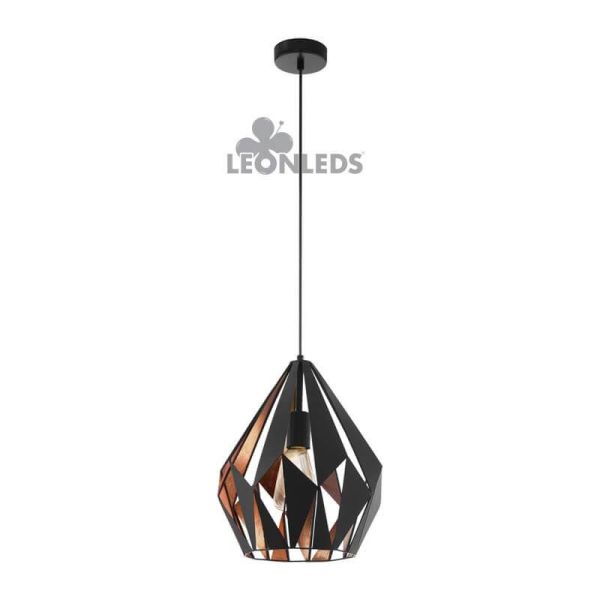 Suspension Carlton 1 noir et cuivre 1XE27| Plafonnier Vintage d'Eglo Lighting | Éclairage LeonLeds